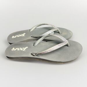 Reef Flip Flop Sandals Women’s‎ 6-7 Grey Silver Glitter Straps